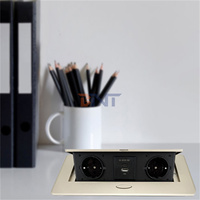 Usine 13A Royaume-Uni Dubaï Standard Multimédia Noir Argent Alliage de zinc Amortisseur Pop up Table de conférence USB Données Prise électrique