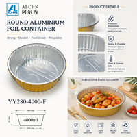 Conteneur Rond en Aluminium 4000ml avec Bord Doré, Qualité Alimentaire, Résistant au Four et au Congélateur, Anti-Fuite, pour Barbecue, Cuisson, Rôtissage, Restauration