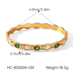 Brazalete de Zirconia Brillante y Colorido, Sin Deslustre, Pulido a Alto Brillo, Brazalete de Acero Inoxidable Chapado en Oro de 18K para Mujer - Product Image 6