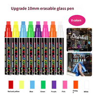 Nouveau marqueur à craie liquide 8 couleurs, pointe de 10 mm, effaçable, pour tableau noir, verre, panneau LED fluorescent, vente en gros