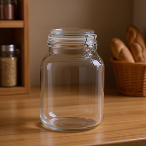 Bocal de conservation en verre transparent 2,0 L avec couvercle à verrouillage, forme cylindrique, pour aliments secs, usage cuisine - Product Image 2
