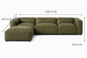 Sofá Seccional de Cuero en Forma de L, Diseño Modular Moderno, Brazos Cuadrados, Respaldo Ajustado - Product Image 2