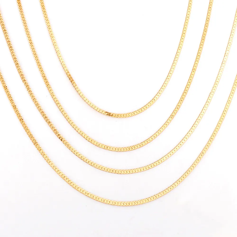 20 Grams Gold Designs Women Men Neck Chain Jewelry Gold Chain Flat Small Snake Chains