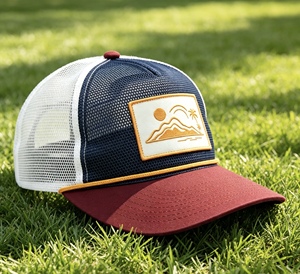 Gorra de camionero de malla personalizada OEM ODM con parche tejido, logotipo bordado, ribete de cuerda, bicolor, para exteriores, playa, béisbol - Product Image 6