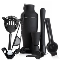 10 pièces fournisseur de bouteilles noires mates Cocktail Shaker Bar Tools Wine Mixer Set