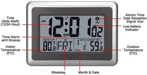 Thiết kế hiện đại nguyên tử đồng hồ treo tường đài phát thanh kiểm soát với nhiệt độ lịch Pin hoạt động báo động cho phòng ăn - Product Image 2