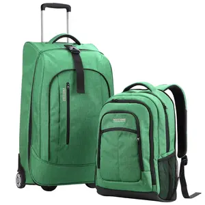 סט תיק גב ומזוודות 2 חלקים, ערכות מזוודות קלות משקל RPET עם גלגלי ספינר, מארז רך מתרחב מטען נשיאה