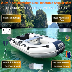 Bateaux pneumatiques d'assaut rapides pour 2 à 9 personnes, avec plancher <span class=keywords><strong>en</strong></span> <span class=keywords><strong>aluminium</strong></span>, <span class=keywords><strong>bateau</strong></span> pneumatique portable, ponton pliable, soudure étanche pour la <span class=keywords><strong>pêche</strong></span> <span class=keywords><strong>en</strong></span> <span class=keywords><strong>mer</strong></span> - Product Image 1