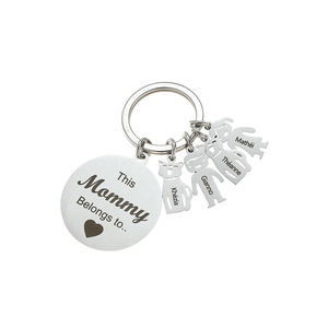 [Exclusivité transfrontalière] Porte-clés en acier inoxydable avec nom, ensemble familial pour garçons et filles, porte-clés gravé - Product Image 5