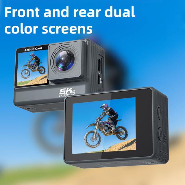 High Resolution 5K Dual-Screen Action Camera 30M Waterproof Anti-Shake WiFi Sports Cam Ski Surf Bike Outdoor Adventure