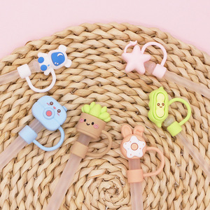 ฝาครอบหลอดดูดน้ำลายดอกไม้ จุกปิดหลอดดูดน้ำ แก้วไอศกรีม ขนาด 10 มม. ขายตรงจากโรงงาน หลอดดูดน้ำพร้อมจี้ซิลิโคน ฝาครอบหลอด - Product Image 3
