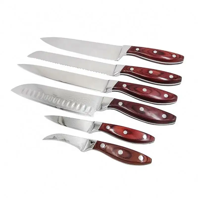 Desain unik penjualan laris Set pisau rumah tangga Damaskus pisau dapur pisau koki baja antikarat Damaskus 1000Set 3-7 hari