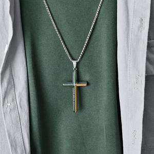 <b>Cross</b> Titanium Steel Necklace Unisex Rainbow Flag Pendant Stainless Steel <b>Chain</b> Fashion Jewelry - Product Image 2
