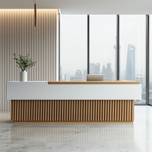 Wesome Có Sẵn Tùy Chỉnh Nội Thất Văn Phòng 2 Người Hiện Đại Bằng Gỗ Công Ty Khách Sạn Văn Phòng Phía Trước Quầy Tiếp Tân Quầy Bàn - Product Image 3