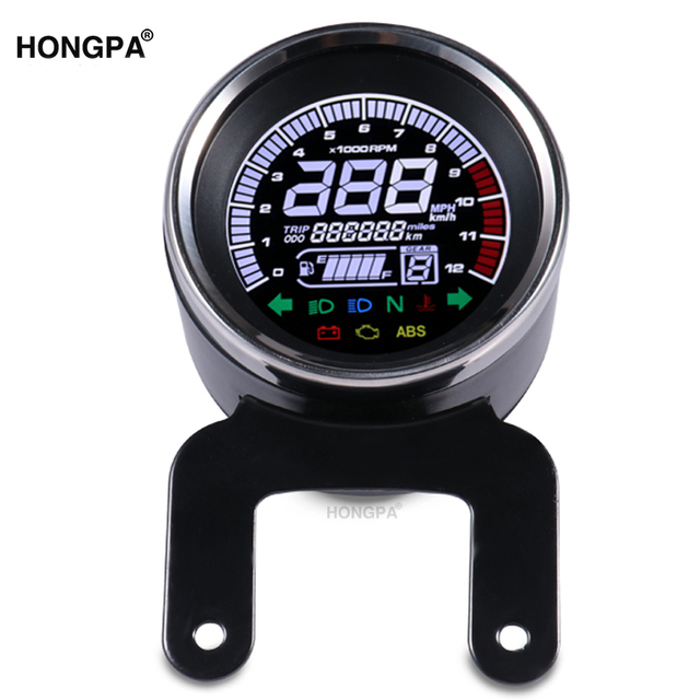 Motorcycle Multi-function Digital LCD Instrument Meter Tachometer Speedometer with Indicator Display for Motorbikes Cafe Racer