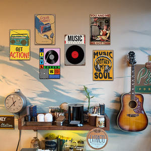 Panneau en métal rétro avec motif <span class=keywords><strong>vinyle</strong></span> musical et tourne-disque, décoration murale pour studio, bar, cave des hommes et les amateurs de musique - Product Image 2