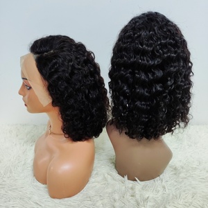 Letsfly khuyến mãi 22 $13x4 xoăn tóc con người Bob Tóc Giả Nước sóng ren phía trước Tóc Giả Brazil Trinh Nữ tóc con người mật độ 180% - Product Image 2