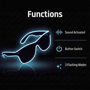 Gafas LED con Cable <span class=keywords><strong>EL</strong></span> Activadas por Sonido, Gafas de Sol Disco de 6 Colores para Discoteca, Gafas Luminosas para DJ, Club, Fiesta Rave - Product Image 5