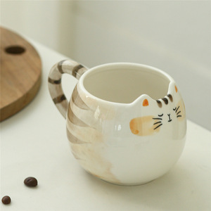 Novelty Ceramic Cat Shaped Mug Cute Cat Coffee Mug with Ears - Product Image 3