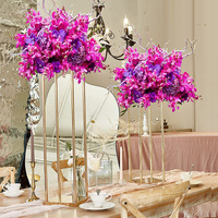 Nouvelle Décoration de Table de Mariage en Cristal Géométrique Doré Électroplaqué, Support Floral Suspendu