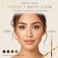 Crayon à sourcils double embout avec brosse, teinté, waterproof, anti-bavures, ne se décolore pas, pour des sourcils naturels et sauvages