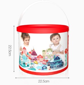 Hot Bán Mầm Non Bằng Gỗ Giáo Dục Lớn 165 Mảnh Đầy Màu Sắc Cảnh Thành Phố Giao Thông Xô 36 + Tháng Trẻ Em Của Đồ Chơi Xây Dựng Khối - Product Image 3