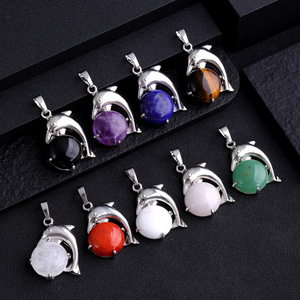 Lindo diseño de cola de delfín rosa cuarzo plata moda joyería mar Animal colgante collar para niñas - Product Image 2