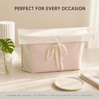 Sac de rangement en coton imprimé avec logo personnalisé, grand sac à cordon avec nœud papillon, emballage de luxe pour lingerie, cadeau de baby shower