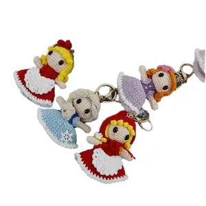 New Amigurumi Princess Keychain Crochet Tiny Princess Doll Handmade Mini Crocheted Characters Hand Knitted Crochet Girls Doll