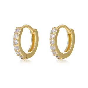 Korean Silver Earrings Classic Hoop Earrings Jewelry Micro Pave Cz Sterling Silver Gold Plated 925 Sterling Silver Huggie Earring Hoop Women