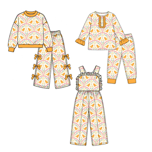 Combinaisons pour filles à imprimé fleurs personnalisées, tenues de Pâques, boutique Trendyism, spandex/coton biologique, vêtements doux en gros - Product Image 2
