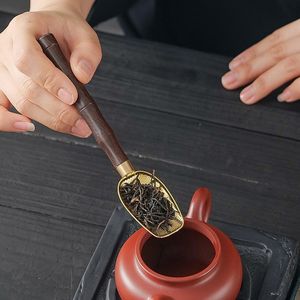 Ebony Alloy <b>Tea</b> Spoon With Bamboo Handle Heat Resistant For Kung Fu <b>Tea</b> <b>Set</b> - Product Image 2