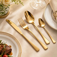 Ensemble de couverts de luxe royal en acier inoxydable 18/0 plaqué titane doré, comprenant couteaux, fourchettes et cuillères, pour mariage, vente en gros