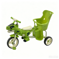 Tricycle à pédales pour enfants en forme de dinosaure, 2 places, avec siège arrière et accoudoirs, jouet à roulettes pour tout-petits, vente en gros