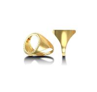 Monture de bague demi-souverain en or jaune 10K 14K avec côtés liés en forme d'octogone poli