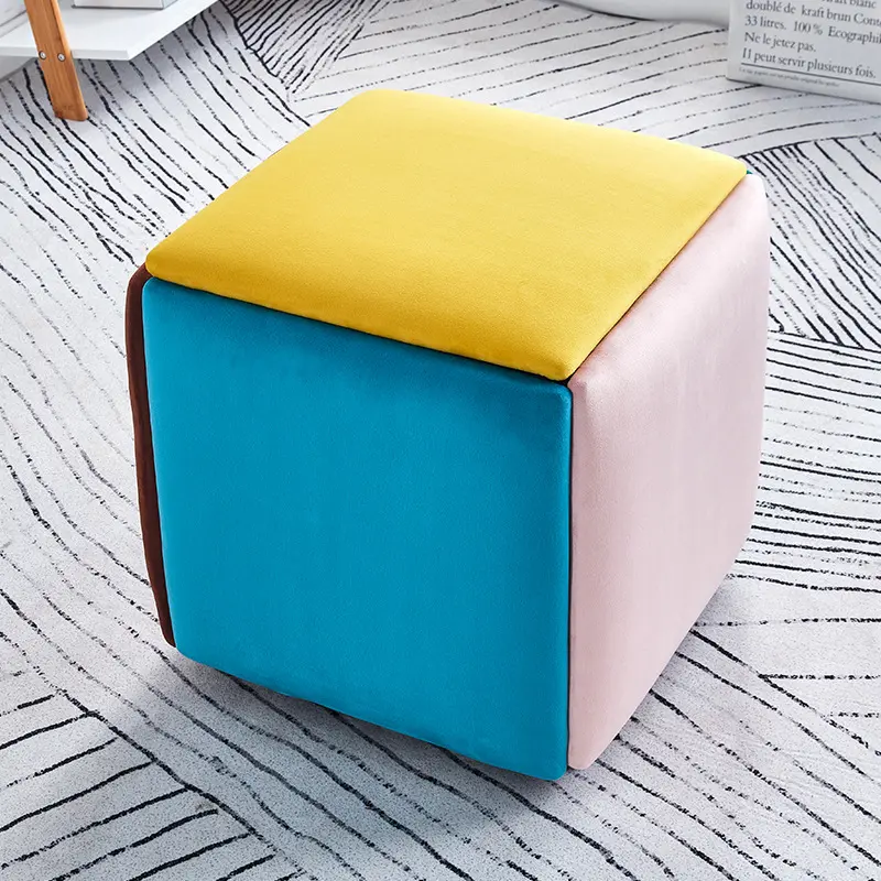 Mobili di design salvaspazio appartamento moderno upcycle home decor smart cube sgabello pouf pieghevole in metallo 5 in 1 con ruote