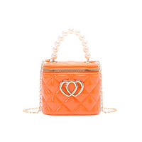 Sac seau imperméable tendance pour femme et fille, en PVC effet gelée, mini, avec bandoulière métallique, poignée perlée et paillettes