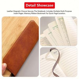 Custom Planner A5 Notebook Bamboo Wood Grain Design Hardcover Magnetic Buckle Thread Sewn Hand <b>Diary</b> for Personal Business - Product Image 5