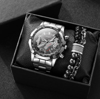 Coffret Cadeau 2 Montres Homme à Quartz avec Bracelet en Acier Inoxydable – Vente Flash pour Fêtes, Anniversaires, Déménagement – Idéal pour Papa – Personnalisable