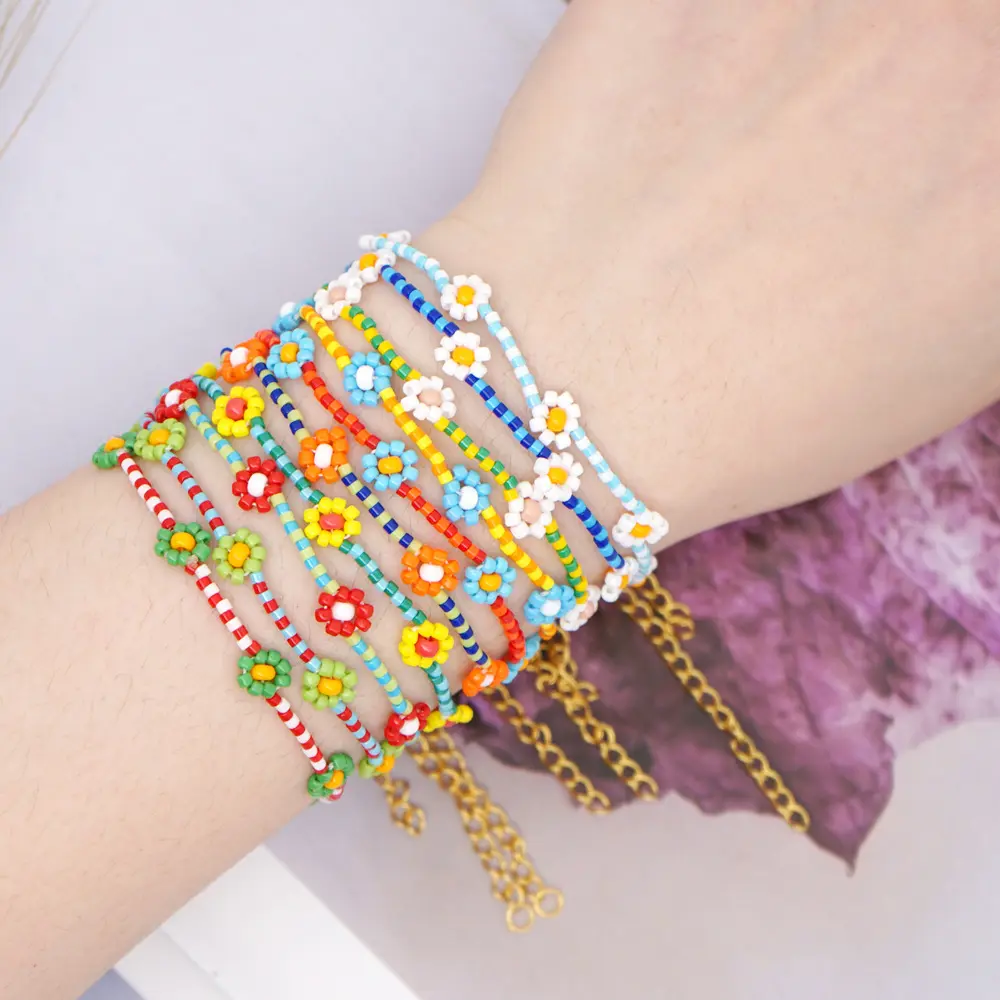 Оригинальный креативный богемный красочный браслет ручной работы с маргаритками и цветами Миюки, бусинами, летнее ювелирное изделие для женщин