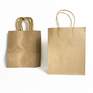 Custom Uw Eigen Logo Groothandel Gift Voedsel Kruidenier Bruin Handvat Kraft Wit Papieren Zakken