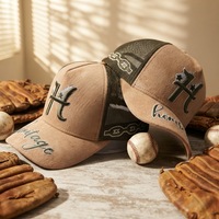 Casquette de baseball en daim à 5 panneaux avec visière incurvée, broderie 3D personnalisée, faible MOQ, haute qualité, prix bas