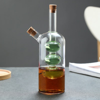 Récipient de rangement de cuisine 2 en 1, distributeur d'huile d'olive et de vinaigre en verre transparent, bouteille d'huile, cruche, bouilloire en liège