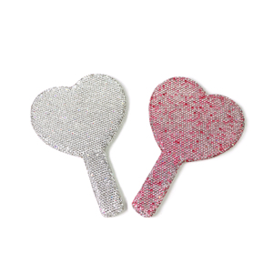 OEM Handheld Bling Diamond <strong>Rhinestone</strong> Lash Makeup Mirror Heart Shape Crystal Beauty Tool - Product Image 4