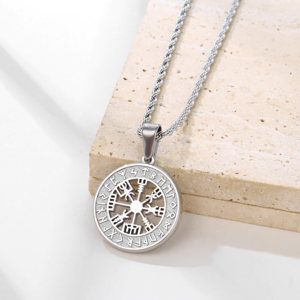Collar con <span class=keywords><strong>Runas</strong></span> <span class=keywords><strong>Vikingas</strong></span> Nórdicas <span class=keywords><strong>de</strong></span> Acero Inoxidable Chapado en Oro <span class=keywords><strong>de</strong></span> 18k PVD para Hombre, Collar con Moneda <span class=keywords><strong>de</strong></span> Viaje, Joyería con Brújula Nórdica, Amuleto <span class=keywords><strong>de</strong></span> <span class=keywords><strong>la</strong></span> <span class=keywords><strong>Suerte</strong></span> - Product Image 5