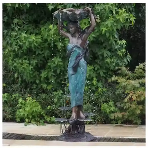 BLVE jardín al aire libre estanque decoración tamaño real niña fuentes de agua estatuas Metal mujer bronce <span class=keywords><strong>rocalla</strong></span> fuente - Product Image 6