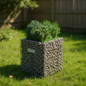 Fioriera Gabion Quadrata in Acciaio Zincato, Vaso da Giardino Rialzato, Stile Rustico Durevole - Product Image 2