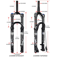 Fourche à suspension pneumatique pour vélo MTB en alliage d'aluminium 29er Thru Axle 140/160MM Mountain Bicycle Fork