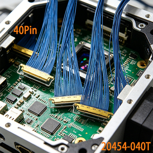 Câble micro-coaxial LVDS sur mesure 20454 40 broches pas de 0,5 mm, fil fin bleu pour panneau d'affichage EDP d'ordinateur portable - Product Image 1