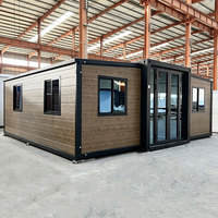 Maison conteneur modulaire pré-assemblée à double aile extensible de 20/40 pieds, fabriquée en Chine, maisonnette de luxe moderne à panneaux sandwich
